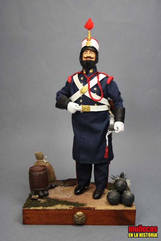 BATIDOR ARTILLERIA MONTADA EN TRAJE DE GALA 1884 – Figura articulada Escala 1/10 madelman custom